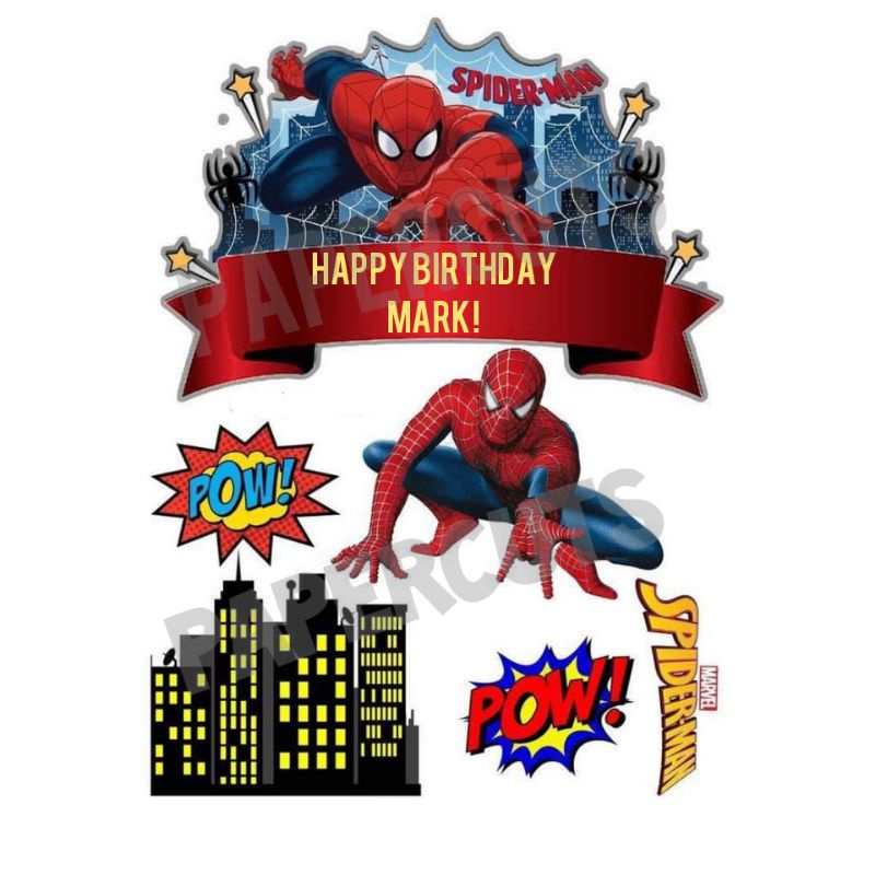 CUSTOMIZED TOPPER SPIDERMAN PRINTED CAKE TOPPER SET PERSONALIZED ...