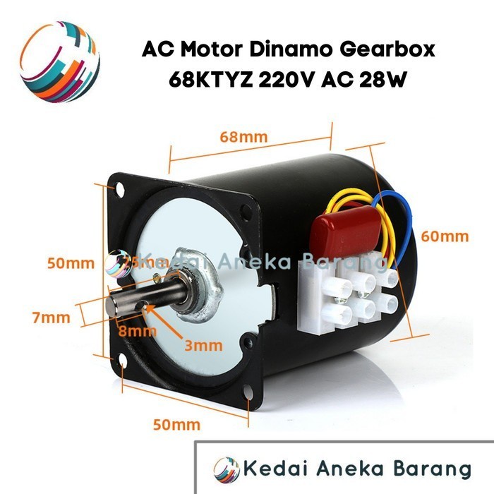 MESIN AC Gear Gear Gearbox Dynamo Motor 68KTYZ 220V 110RPM 28W Single ...
