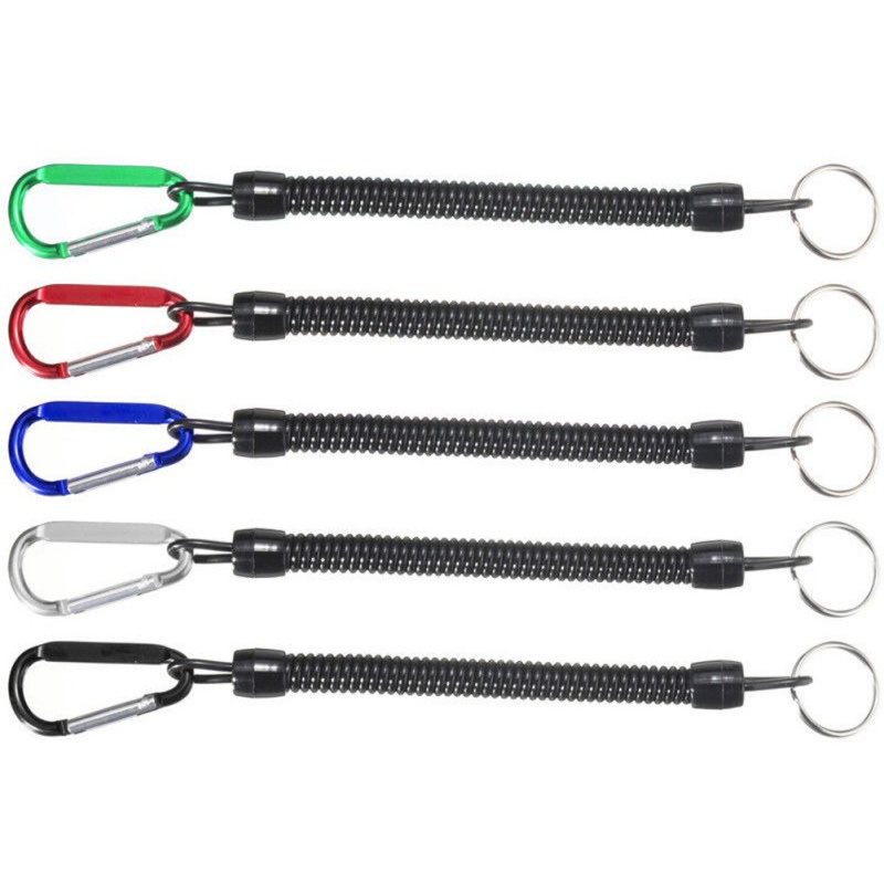 Fishing Lanyards Retractable Safety Wire Coiled Tether with Buckle Tactical  Lanyard Spring Rope Spiral Spring Lanyard
