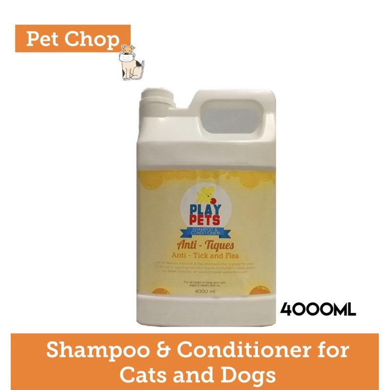 4000ml Play Pets Shampoo & Conditioner Anti Tick & Flea Shopee