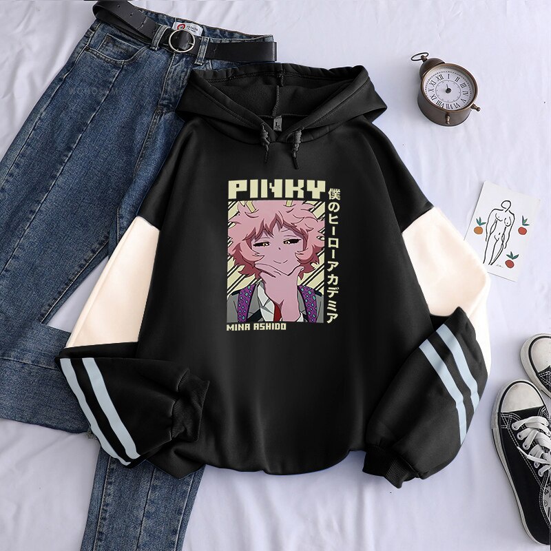 Kawaii Anime My Hero Academia Mina Ashido Hoodies Harakuju Streetwear ...