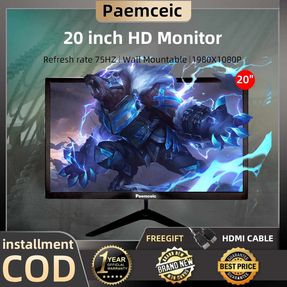 Paemceic Monitor 20/22 Inch LED Monitors HDMI VGA Original Brand New ...