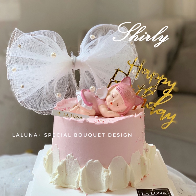 Sleeping Prince Princess Cake Top Diamond bow Cake toppings Happy ...