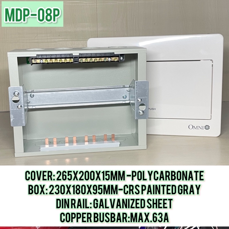 Omni MDP-08P 8 Ways MCB Distribution Panel Box with Busbar | Shopee ...