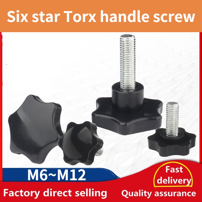 Dreneco Thumb Screws Bolts Star Head Bakelite Grip Knobs Torx Handle Screws, M4×8mm,10 pcs