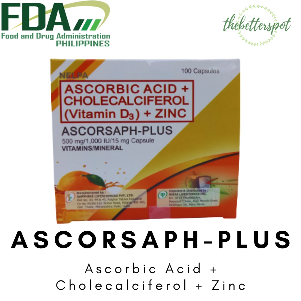 Nelpa Ascorbic Acid Cholecalciferol Vitamin D3 Zinc Ascorsaph