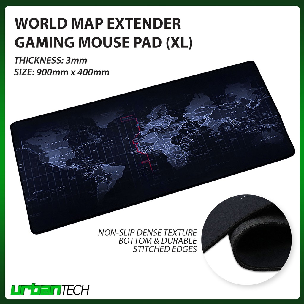 Extra Large World Map Design Long Extender Mouse Mat 3MM Gaming Mouse ...