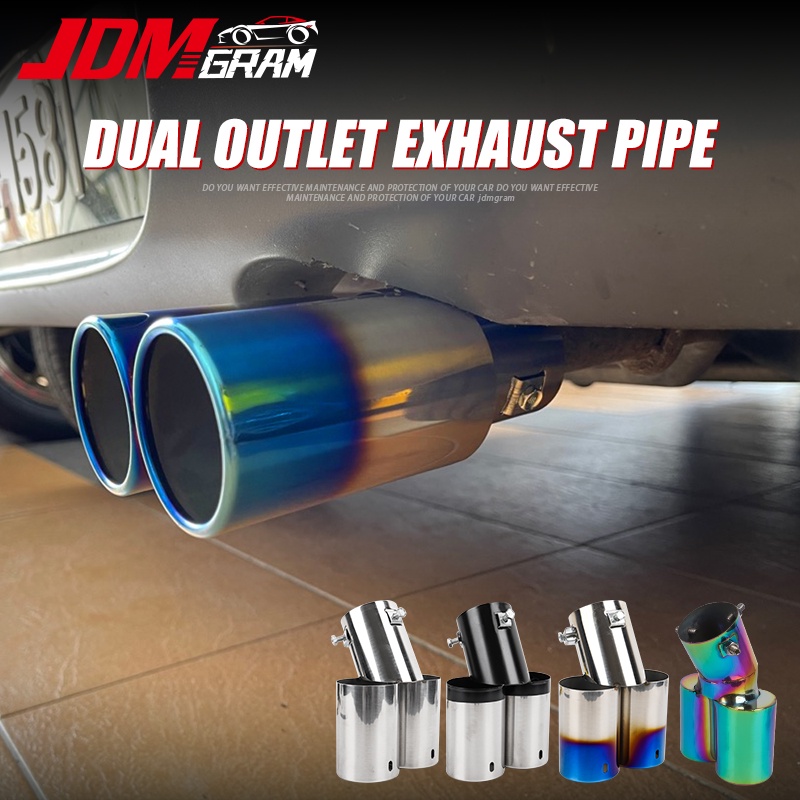 JDMGRAM Stainless Steel Car Exhaust Tip Muffler Dual Outlet Auto ...