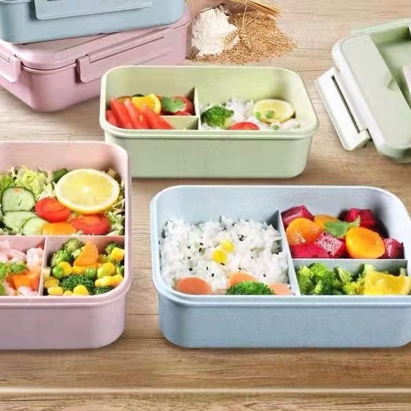 Wheat Straw Eco-friendly Lunch Box With Utensils Portable Storage Box ...