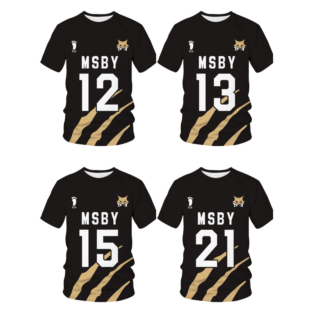 Haikyuu!! MSBY Jersey BJ T-shirt Cosplay Short Sleeve Costume Karasuno ...