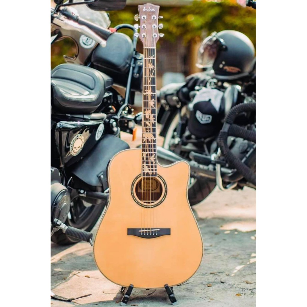 Andres 41' inches Bamboo Fretboard Design Acoustic Guitar with Builtin