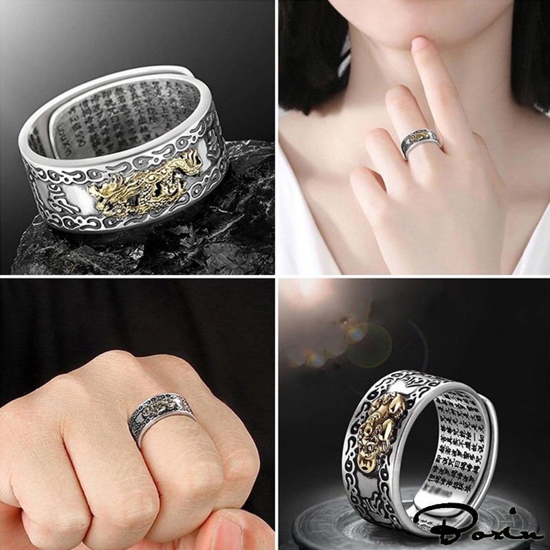 Piyao Retro Heart Sutra Mantra Ring Mantra Bracelet Six-character ...