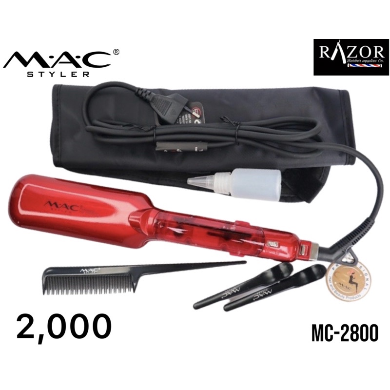 Mac Styler Hair Straightening Iron Steam Ion Red MC-2800 Razor Barber ...