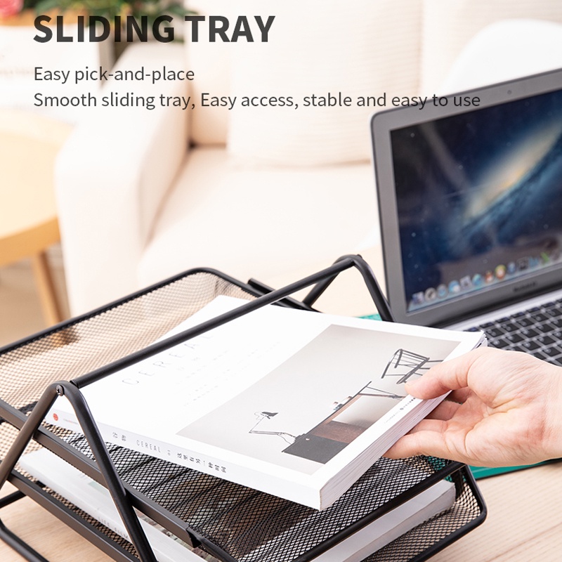 Deli E9183 File Tray Black 2 Layers | Shopee Philippines