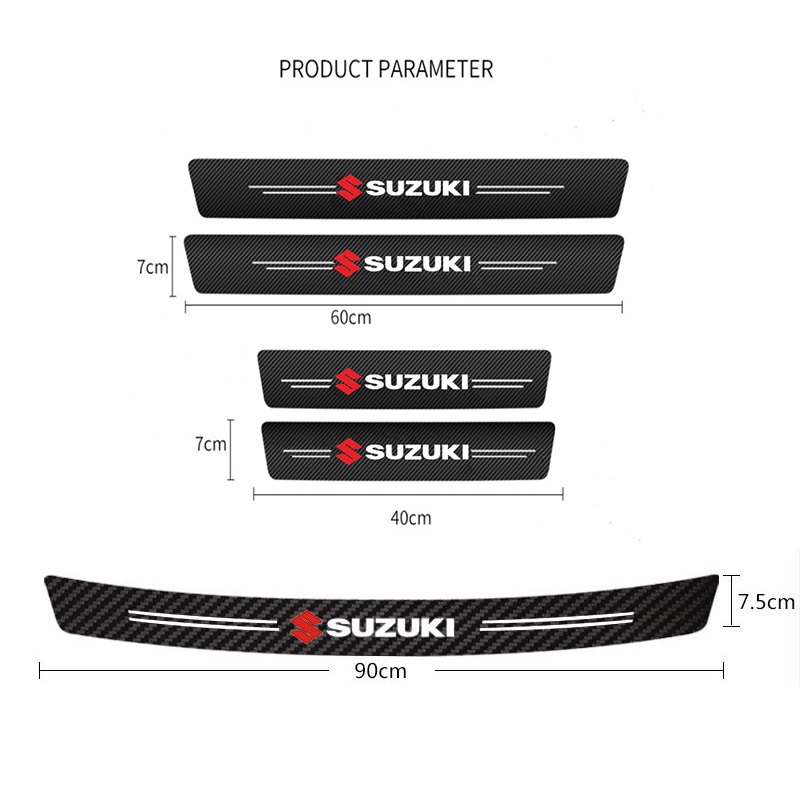 Suzuki 9Pcs Car Carbon Fiber Door Sill Protection Scratch Resistant