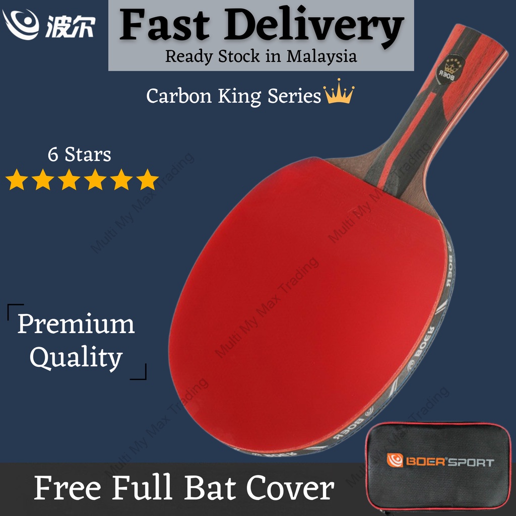 Carbon King Boer 6Star Table Tennis Bat Blade Rubber Nano Carbon Free Ping Pong Bag(Ping Pong