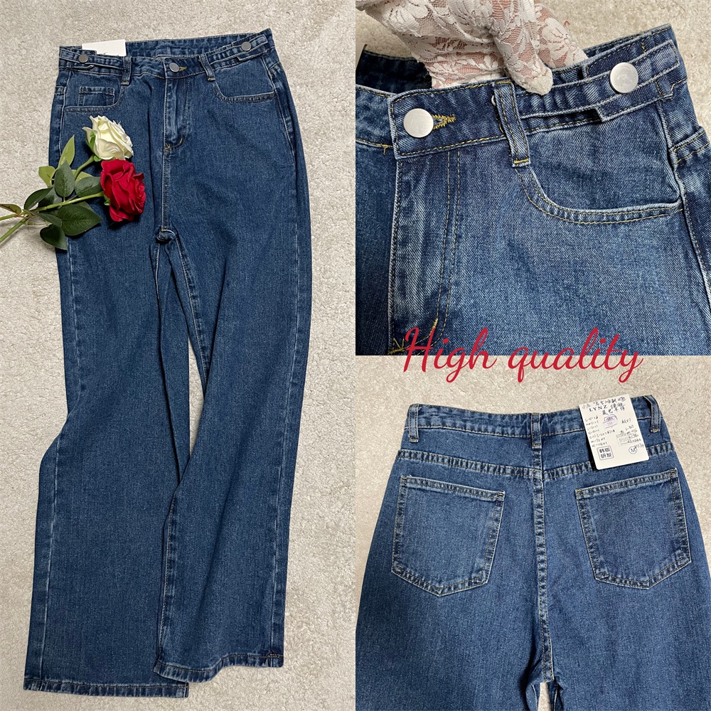 Women's Wide-leg Pants Embroidered Comfortable Boyfriend Jeans High ...