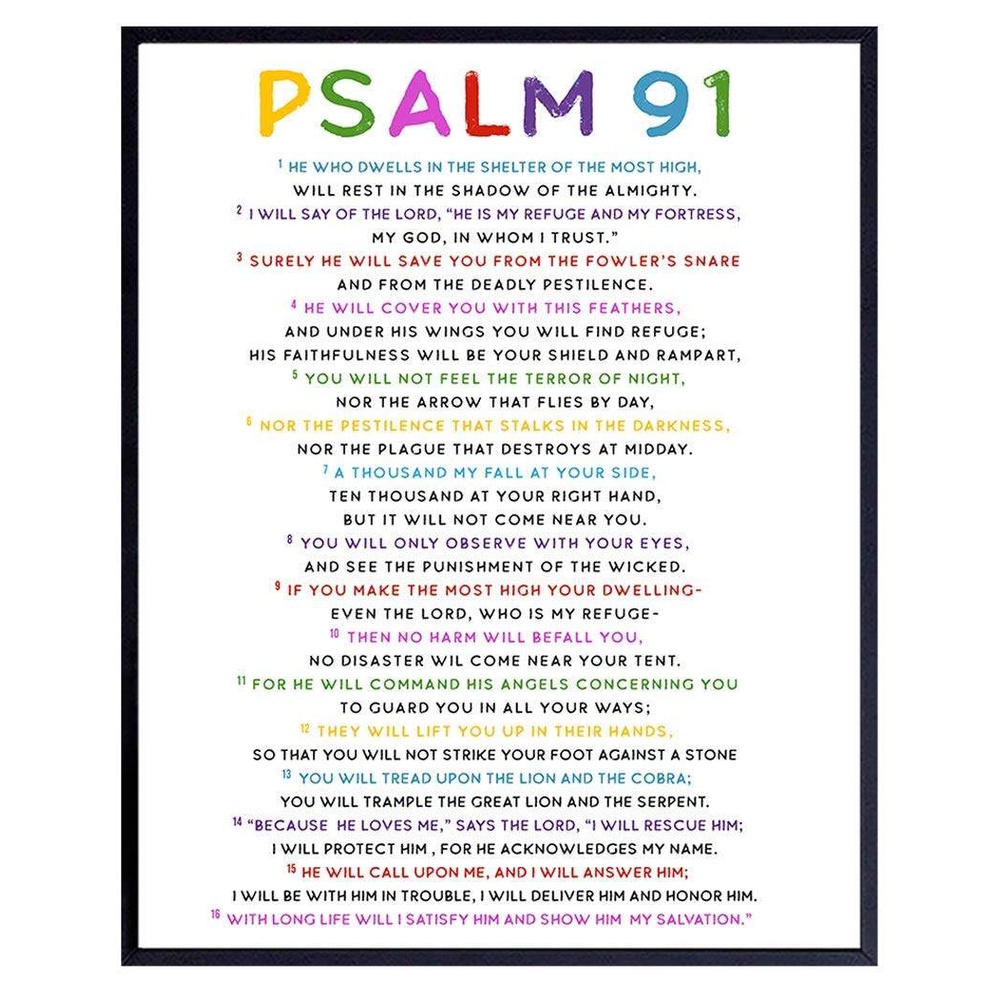 Psalm 91 Religious Wall Decor 91st Psalm Wall Art Scripture Wall Decor