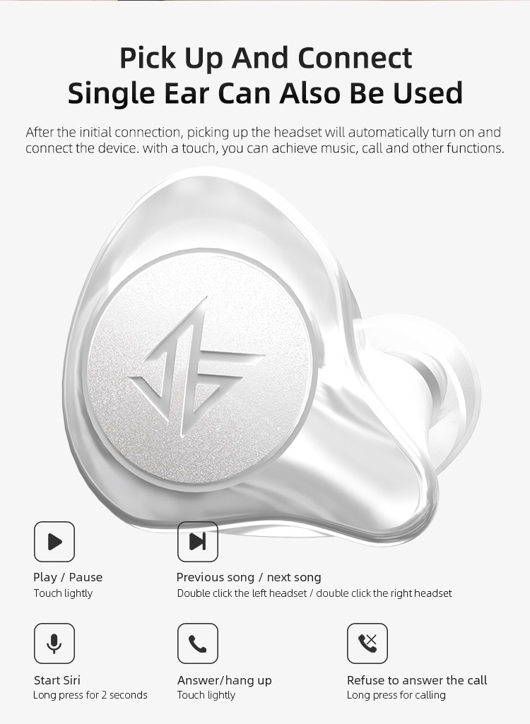 KZ S2 True Wireless TWS Earphones Bluetooth v5.0 Hybrid 1DD+1BA Game ...