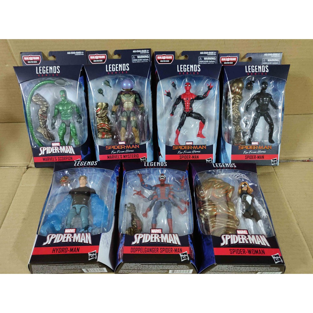 Marvel Legends Molten Man BAF Set of 7 Spiderman Mysterio Scorpion ...