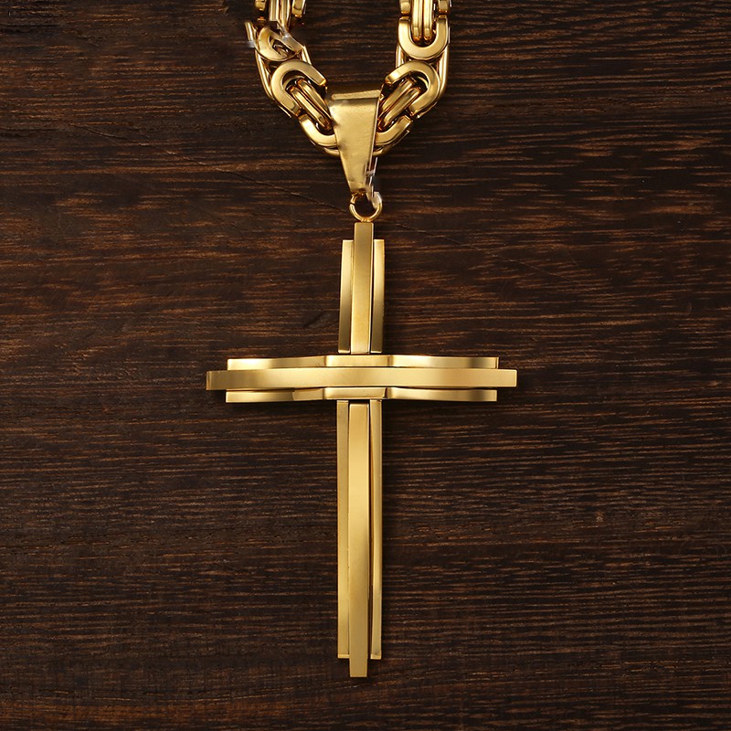 Stainless Steel Cross Necklaces Crucifix Pendant Necklace for men Vintage Stainless Steel Men 6mm Byzantine Chain Shopee Philippines