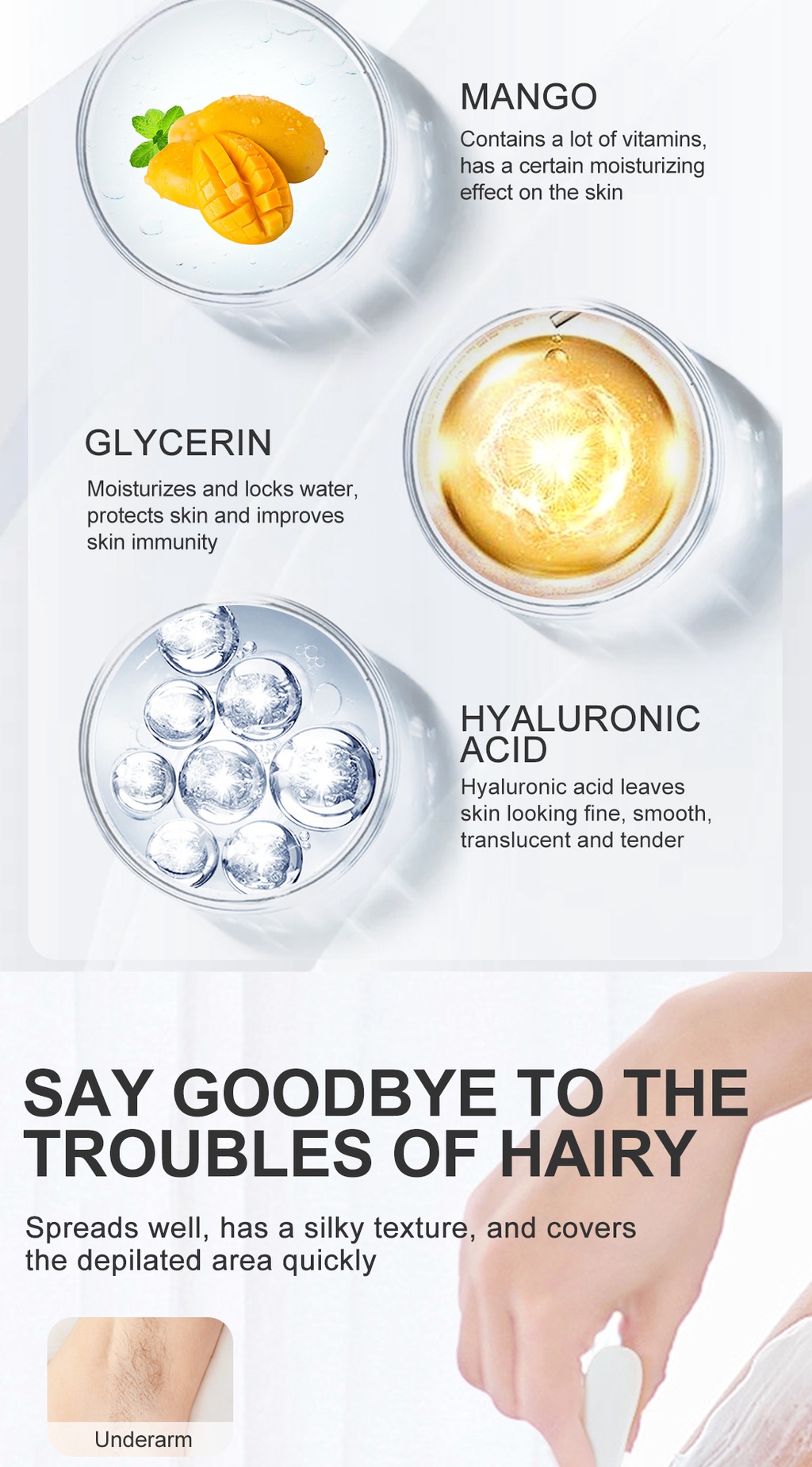 RtopR Mango Depilatory Cream Body Painless Effective Hair Removal Cream for Men and Women