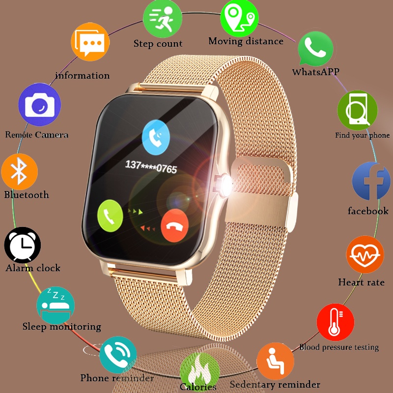 Y13 Smart Watch 1.69" Full Touch Color Screen Fitness Tracker Bluetooth Call Ladies Smartwatch