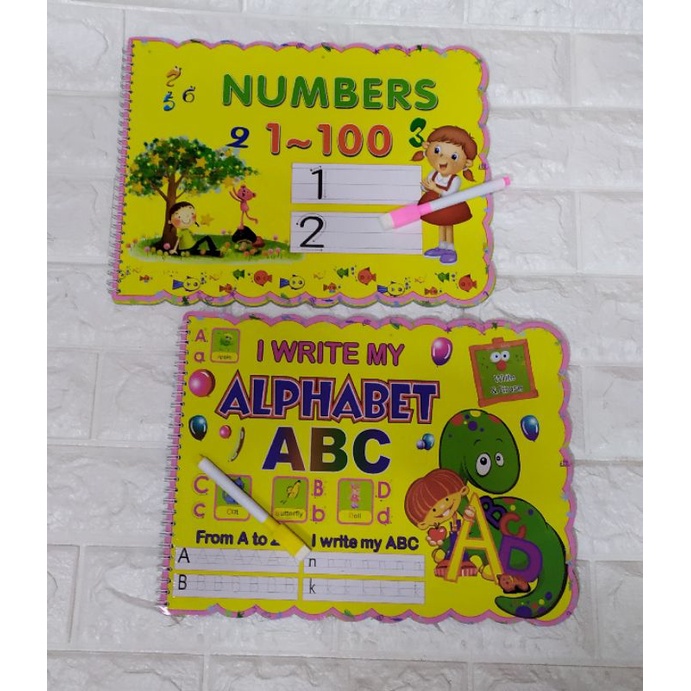 I WRITE AND WIPE MY BOOKS (ALPHABET & NUMBERS) | Shopee Philippines