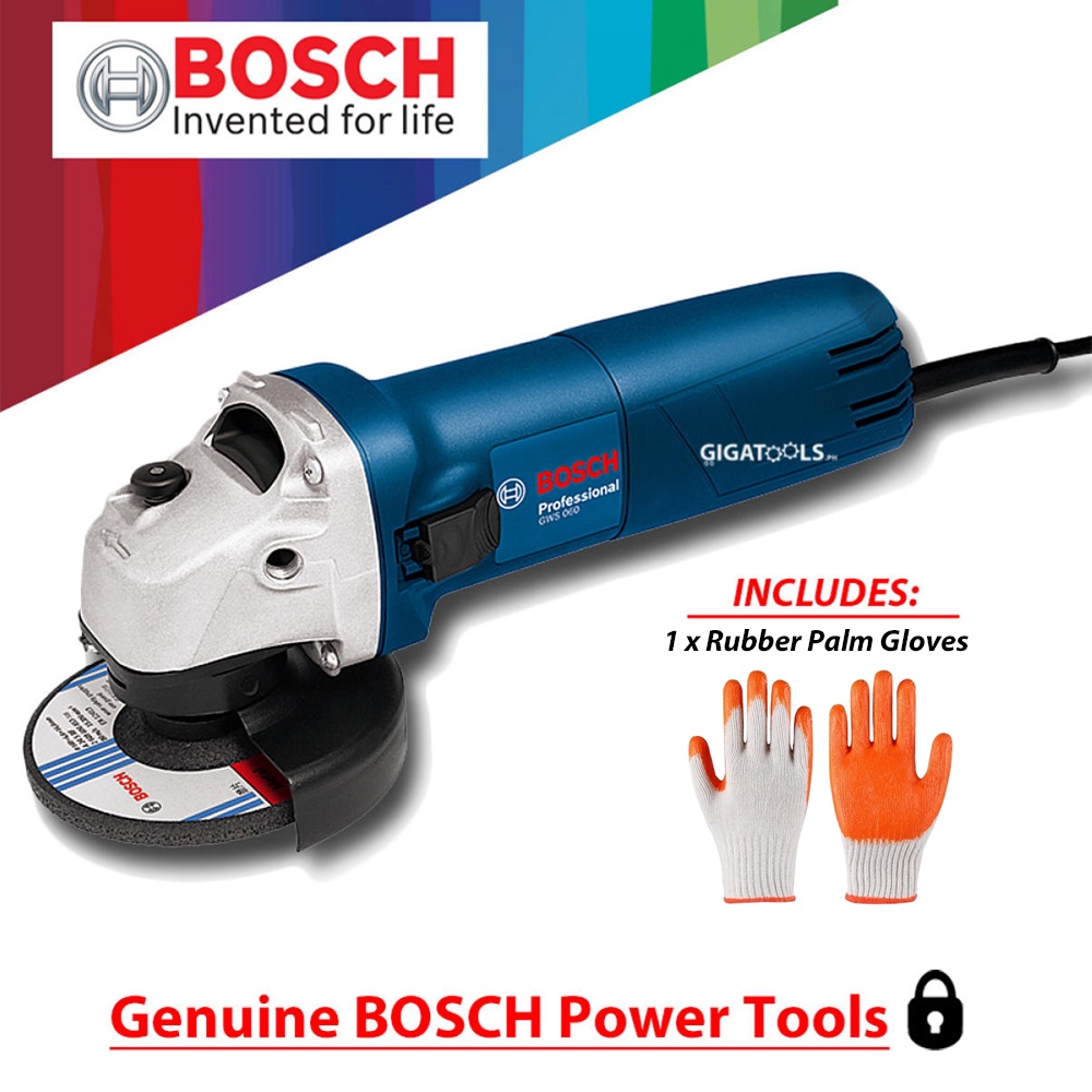 Bosch GWS 060 4inches Angle Grinder ( 670W ) with Rubber palm gloves
