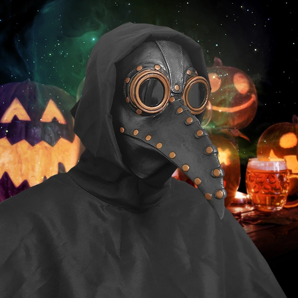 Medieval Steampunk Plague Doctor Bird Mask Latex Punk Cosplay Mask Beak ...