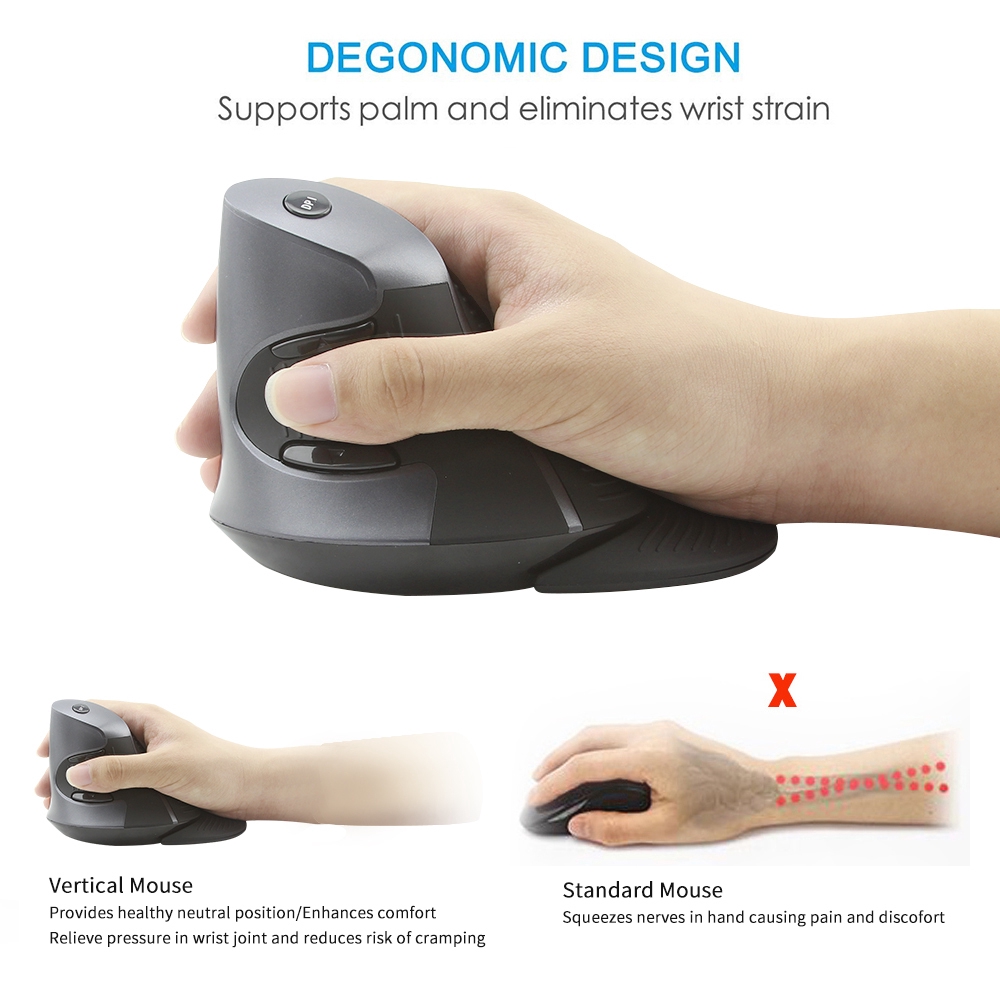 Delux M618BU Ergonomic Office Vertical Mouse 6 Buttons 600/1000/1600 ...