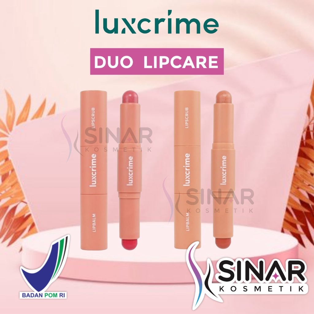Luxcrime Duo Lipcare (Lipbalm & Lipscrub) Strawberry Peach Shopee