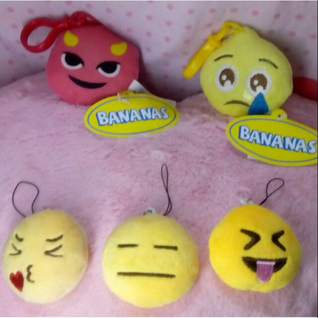 Bananas Emoji Charms and Emoji Keychain Stuffed Toy Plush Set Shopee