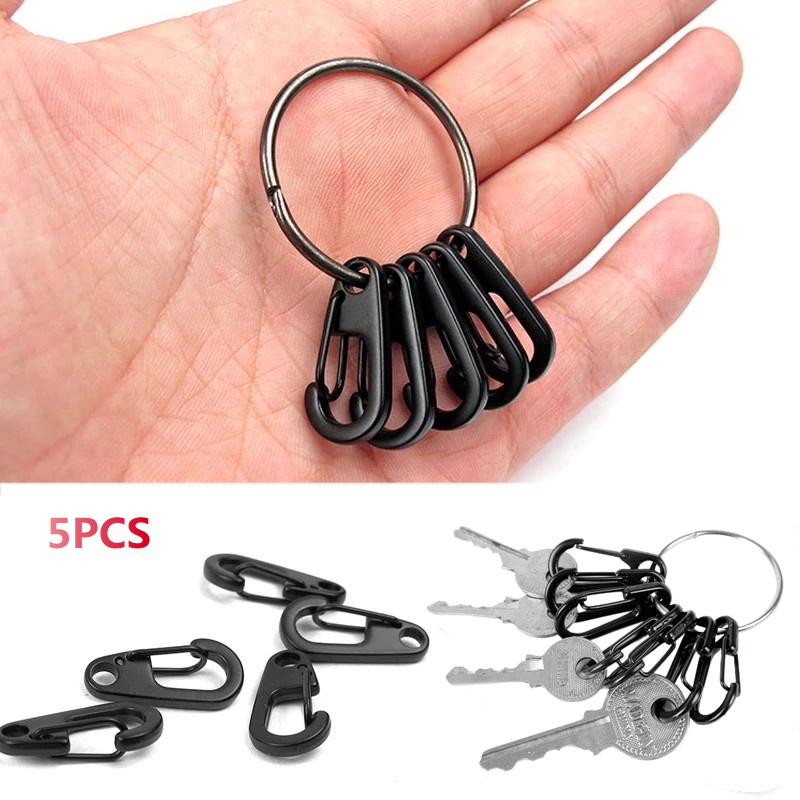 5Pcs Mini Hanging Carabiner Padlock Key Hanger Keychain Camping Clasp Hook Backpack Snap