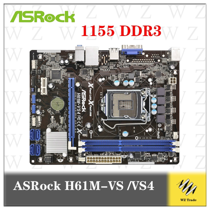 original motherboard for ASRock H61M-VS4 H61M-VS LGA H61 1155 DDR3 ...