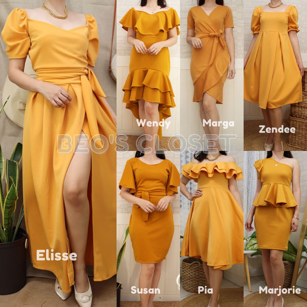 GOLDEN MUSTARD YELLOW THEME FORMAL DRESS GOWN Shopee Philippines