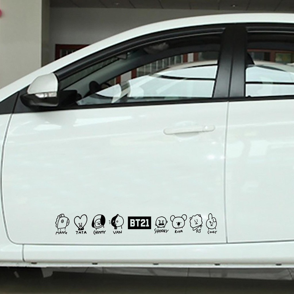 Bt21 Vinyl Cutting Car Sticker Character Line BTS Mang Tata Chimmy Van
