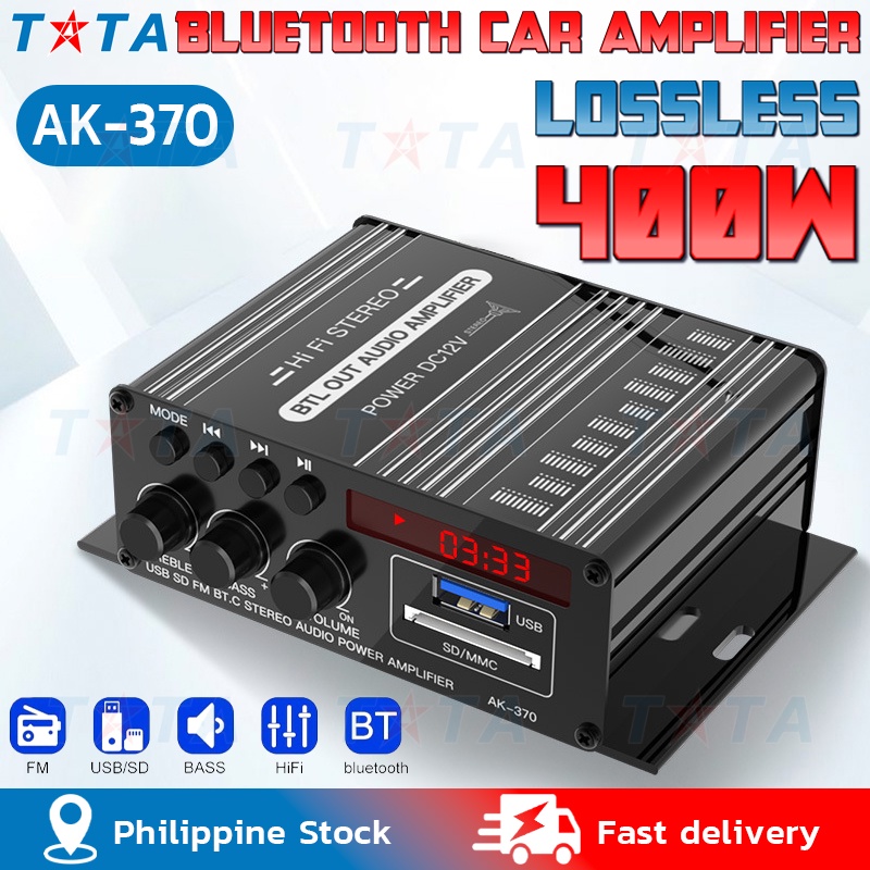 40W Digital Amplifiers Audio 12V Bass Audio Power bluetooth Amp Hifi FM