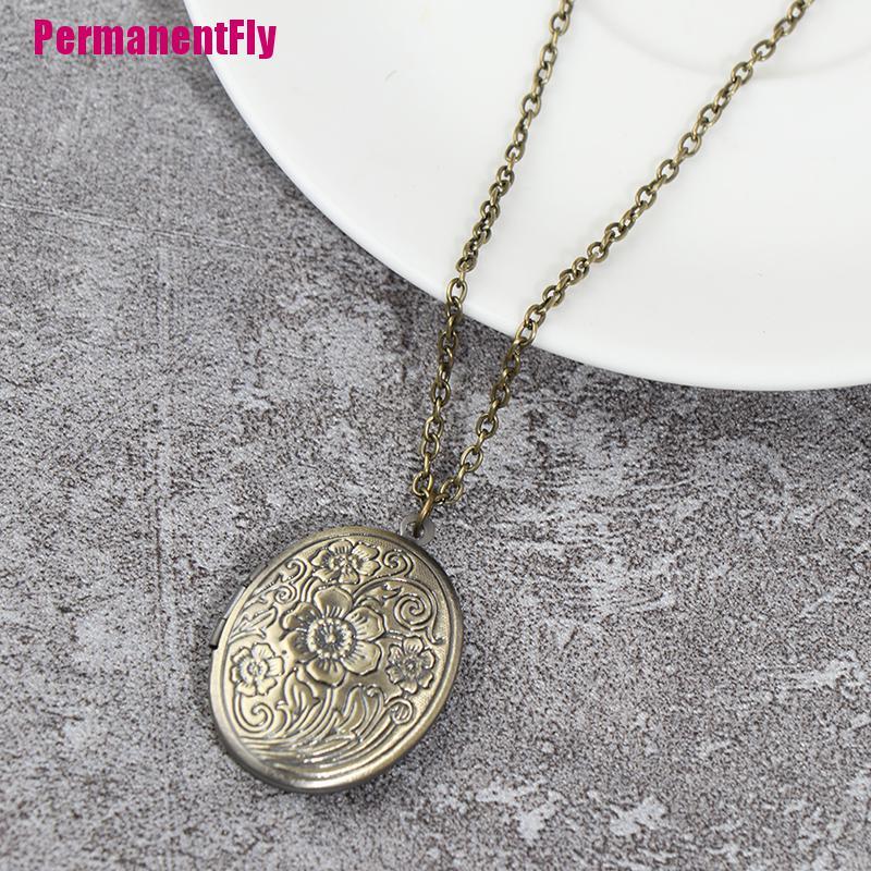 PermanentFly++Carved Flower Stripe Locket Pendant Necklace Vintage ...