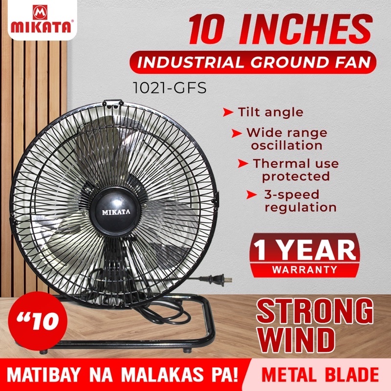 Mikata Industrial Ground Fan Electric fan 10inch Metal Aluminum Blades
