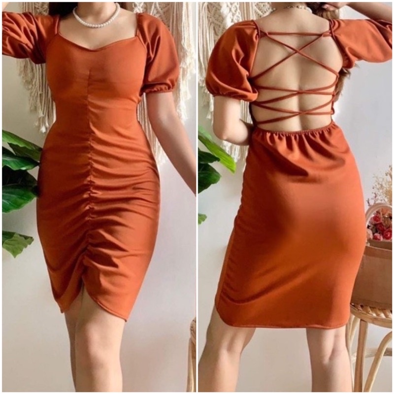 New String Dress Puff Sleeve Sexy Collection Shopee Philippines