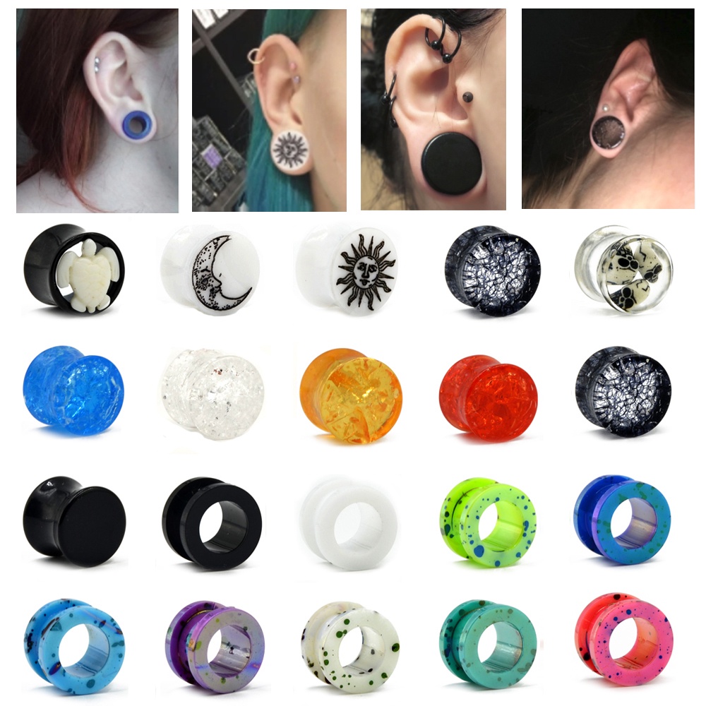 2 Pcs Acrylic Ear Plug Tunnels Ear Expanders Screw Fit Ear Flesh Tunnel
