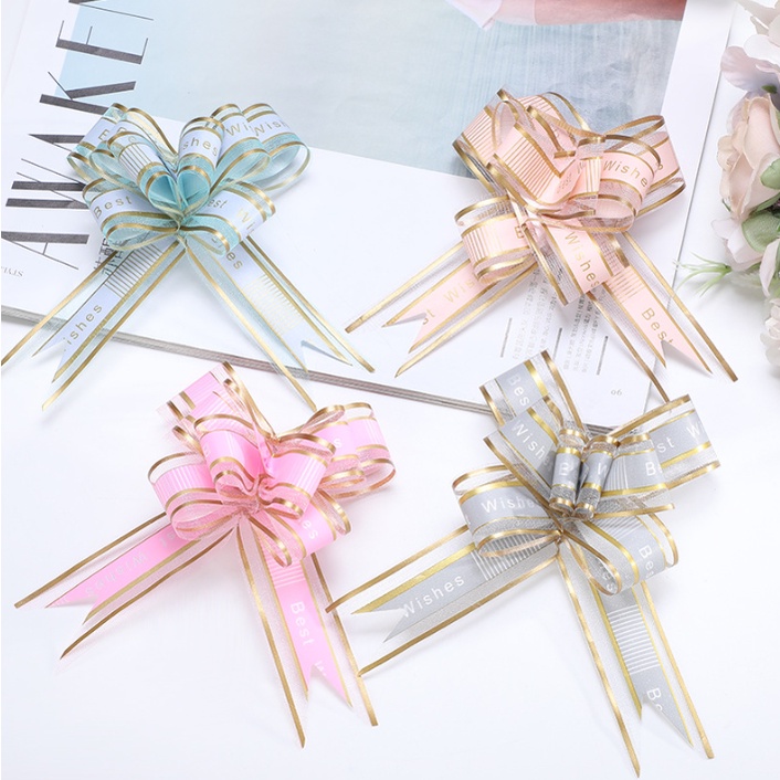 qjoq.ph (10pcs) Hand-pulled BEST WISHES bows Ribbon gift