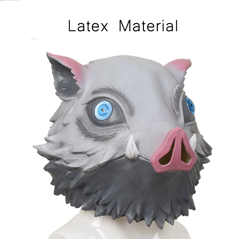 Hashibira Inosuke Cosplay Mask Wild Boar Head Latex Helmet Demon Slayer ...