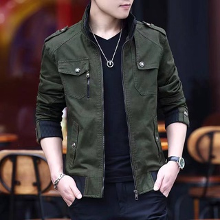 Jackets for Men Fashion Simple Slim Fit Solid Color Pocket