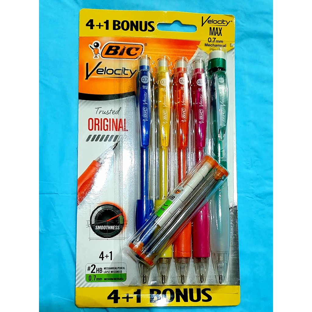 BIC Velocity Original Mechanical Pencils, 0.7 mm, #2 Lead Pencils, Assorted  Barrel Colors, Pack of 5 