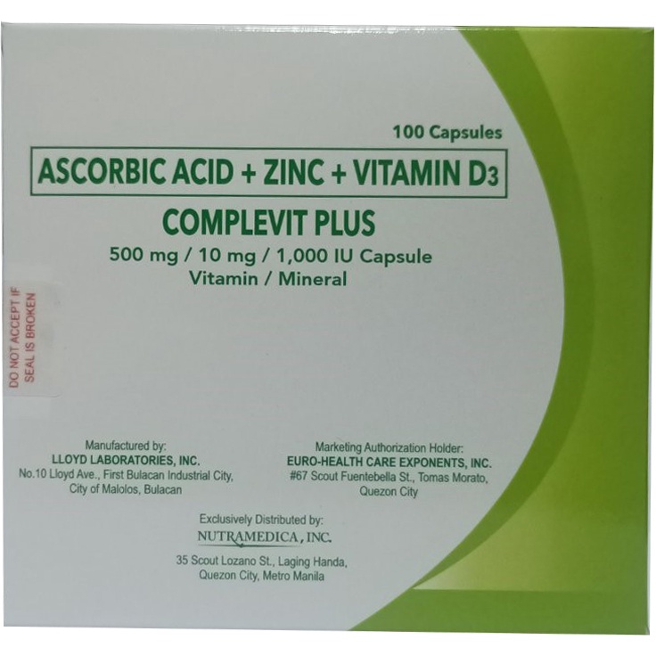 Complevit Plus Vitamin C/ Ascorbic Acid, Zinc and Vitamin D3 I