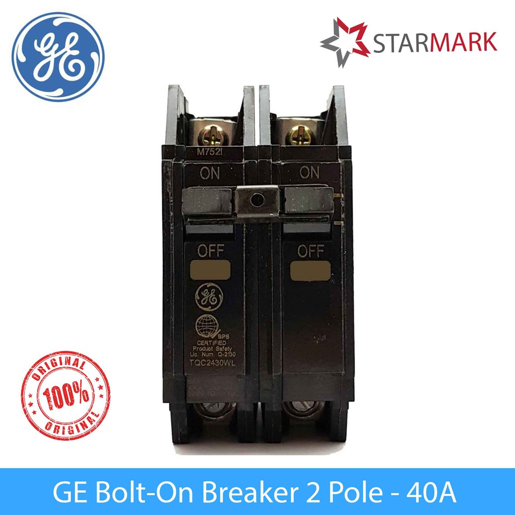 GE Circuit Breaker Breakers BoltOn Bolt On Bolton 2 Pole 40A 40