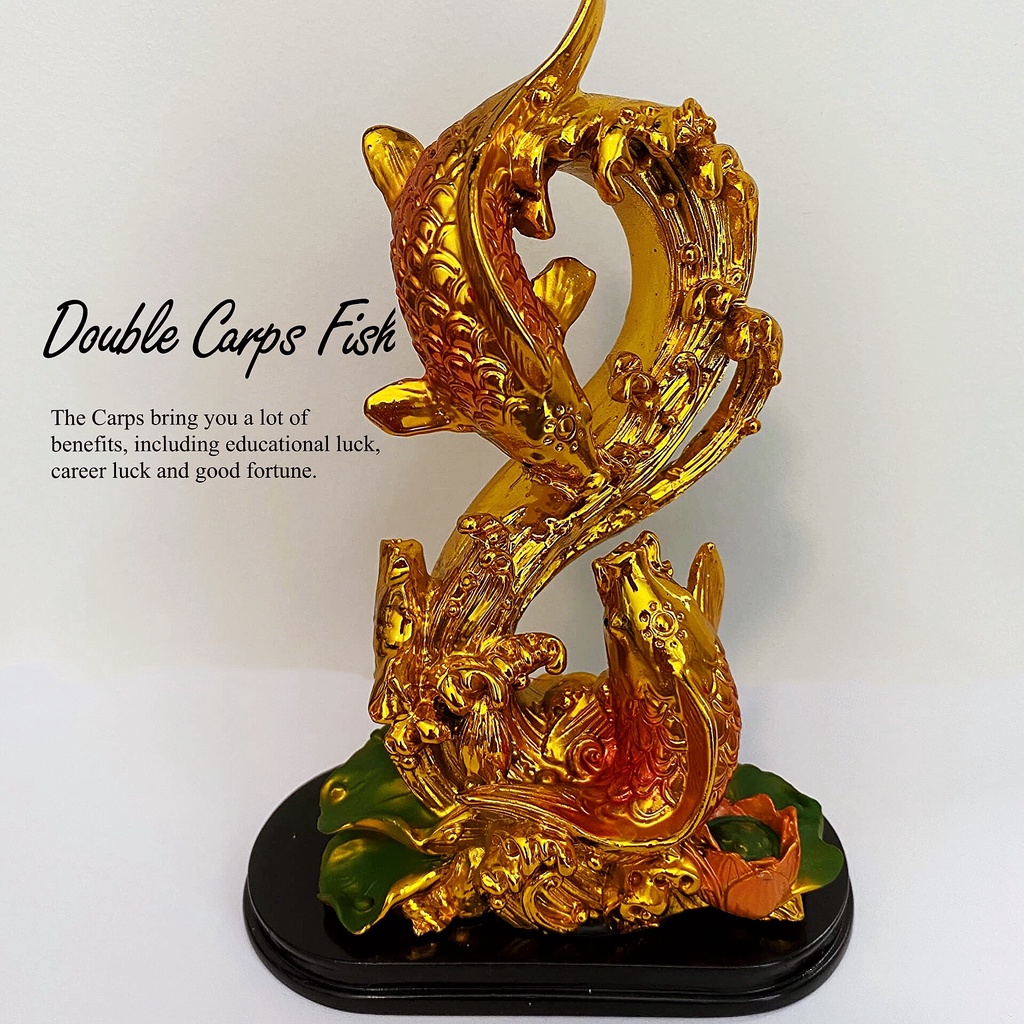 Fengshui Shape 8 Double Carp Fish in Lotus Pond Chinese Lucky Fish for ...
