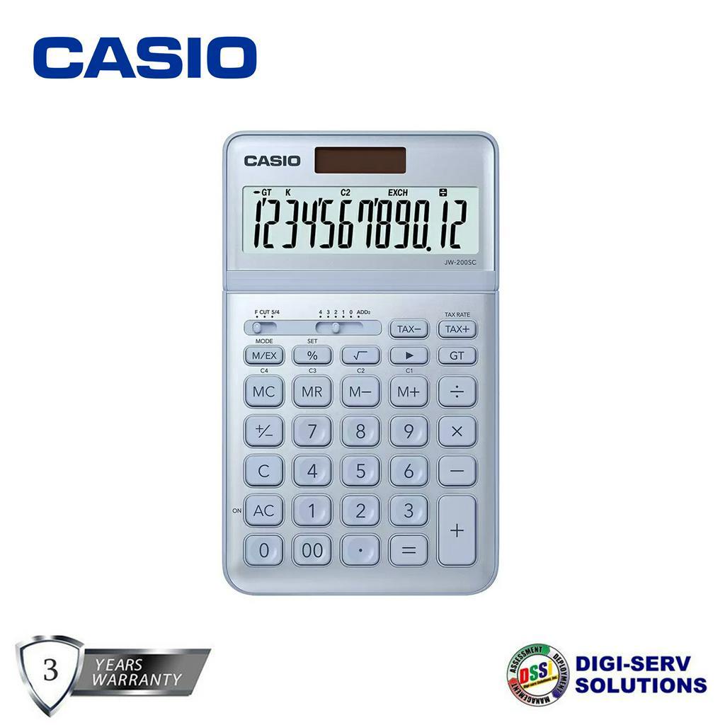 Casio JW200SCBU Calculator, Metal Faceplate, Adjustable Tilt Display
